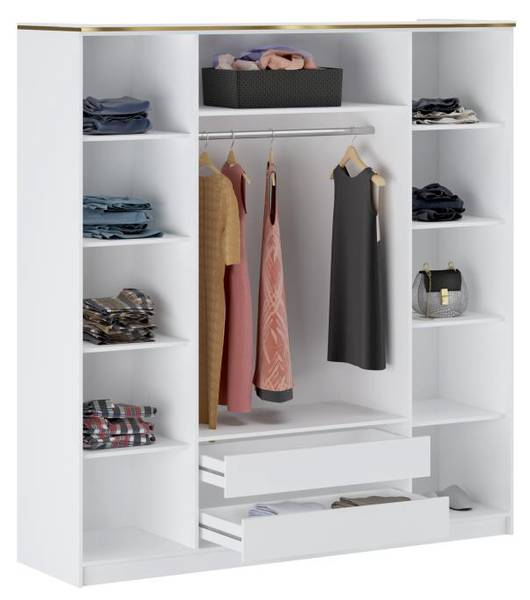 Kleiderschrank VUKIA Weiß - Holz teilmassiv - 57 x 213 x 200 cm