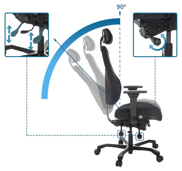 Chefsessel 24 HOURS BASIC Schwarz - Polyester - 68 x 151 x 70 cm