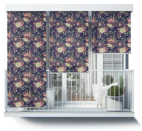 Außenrollo Flora Tenebrae Grün - Textil - 40 x 180 x 1 cm