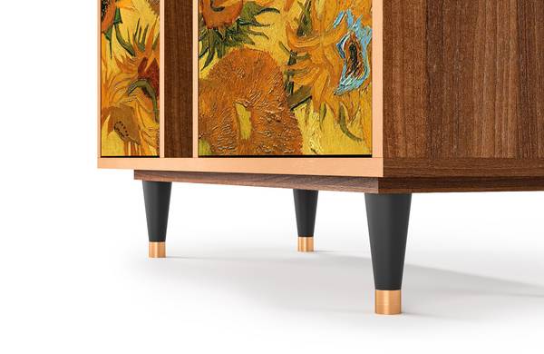 Sideboard BS5 Walnuss Gelb - Holzwerkstoff - 94 x 96 x 41 cm