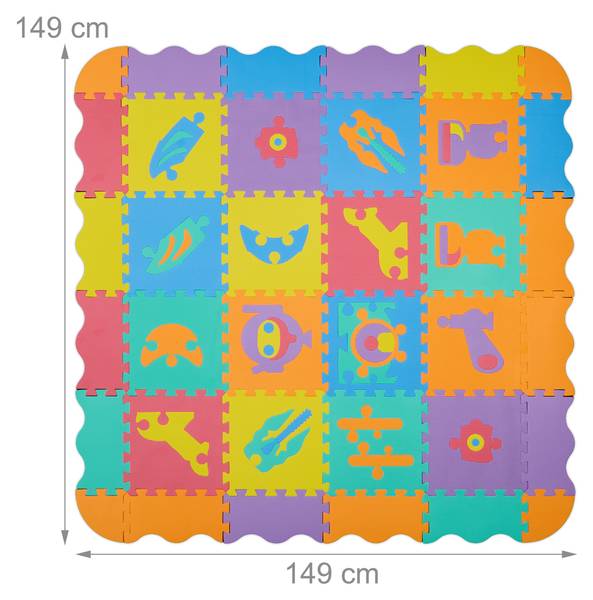 Puzzlematte Roboterteile Blau - Grün - Orange - Kunststoff - 32 x 1 x 32 cm