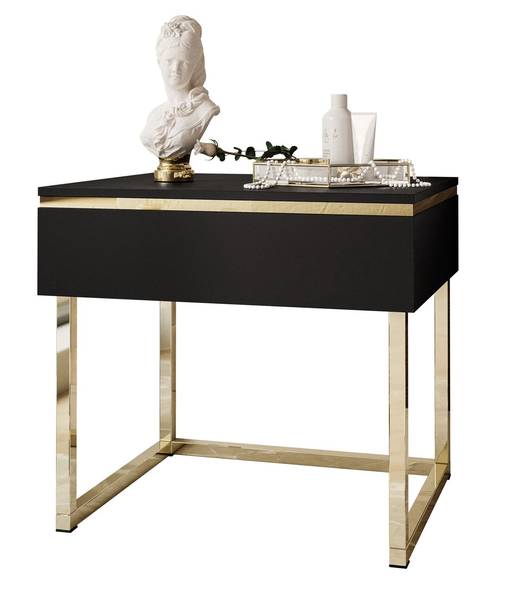 Nachttisch AURORA Schwarz - Gold - Holzwerkstoff - 48 x 45 x 38 cm