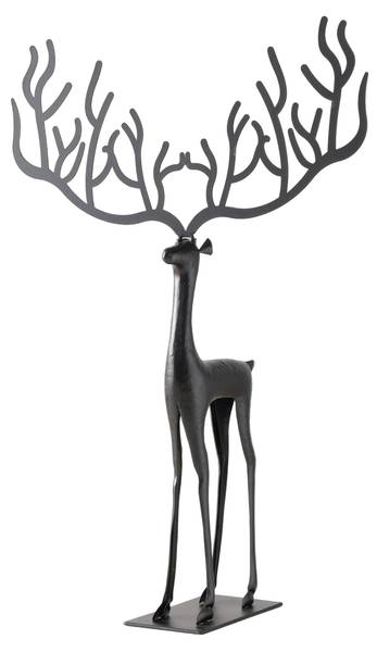 Figur Cornelius Waldsilhouette Hirsch Schwarz - Metall - 17 x 49 x 32 cm