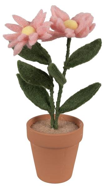 Decoratie Bloem Deco&Gael roze - textiel - 8 x 26 x 8 cm