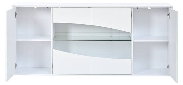 Sideboard Electra Ⅱ Weiß - Holzwerkstoff - Glas - 160 x 70 x 35 cm