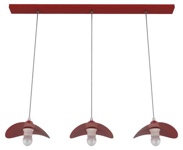 Pendelleuchte Piuma Rot - Metall - 30 x 120 x 30 cm