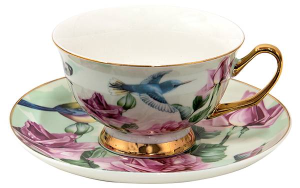 Kop en Schotel Leon&Cups groen - porselein - 10 x 6 x 12 cm