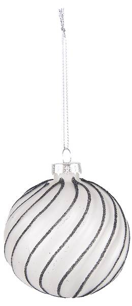 Weihnachtskugel Winter 84352 4er Set Schwarz - Glas - 8 x 8 x 8 cm