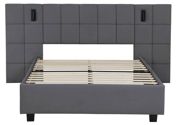 Polsterbett Luzano Grau - Holzwerkstoff - 140 x 110 x 200 cm