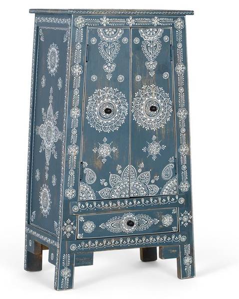 Anrichte 1890 Blau - Massivholz - 35 x 92 x 50 cm
