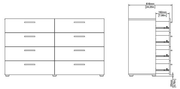 Ladekast Pepe wit - deels massief hout - 140 x 82 x 40 cm