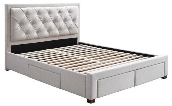 Bettrahmen LEOPOLD Beige - Textil - 217 x 123 x 165 cm