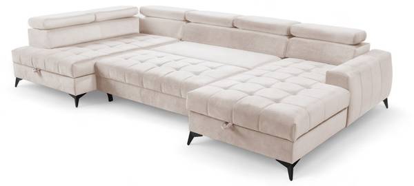 Wohnlandschaft Schlafsofa AGNESA Beige - Ecke davorstehend rechts
