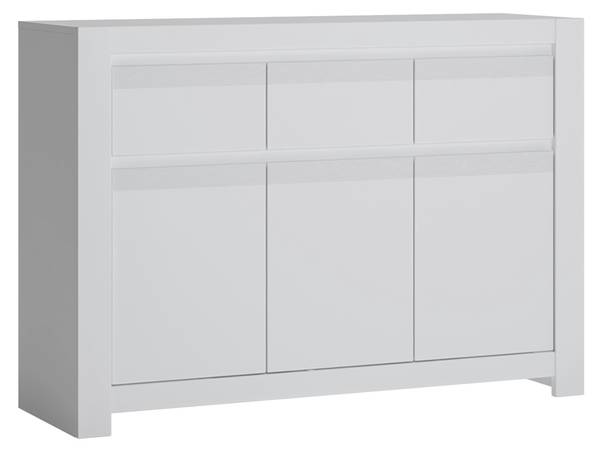 Sideboard NAVA-129-3 Weiß - Holzwerkstoff - 130 x 92 x 42 cm