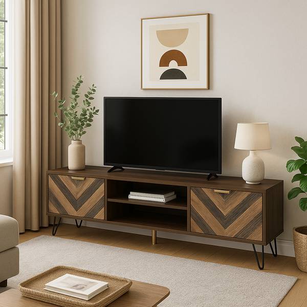 TV Lowboard Beilza Braun - Holzwerkstoff - Metall - 38 x 48 x 155 cm