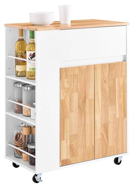 Küchenwagen FKW132-WN Braun - Weiß - Holzwerkstoff - 40 x 90 x 70 cm