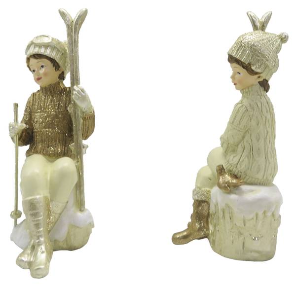 Figur 2-er Set Kinder Xmas-OmarV 2er Set Beige - Kunststoff - 7 x 18 x 10 cm