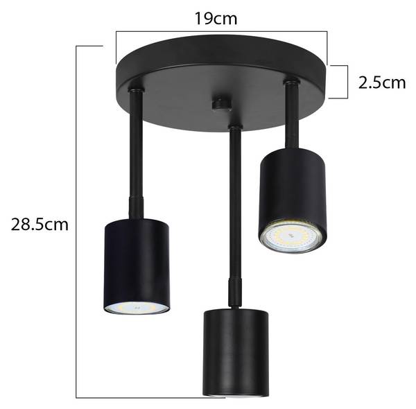 Plafonnier Jackson Noir - Métal - 19 x 29 x 19 cm