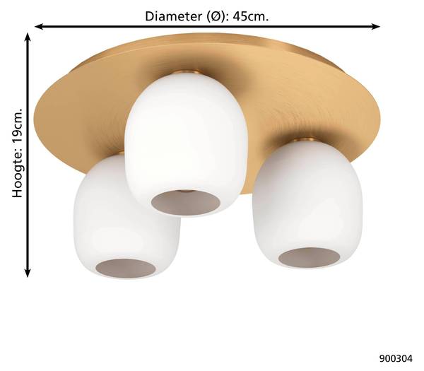 Plafonniers MANZANARES Acier / Verre dépoli - 3 ampoules