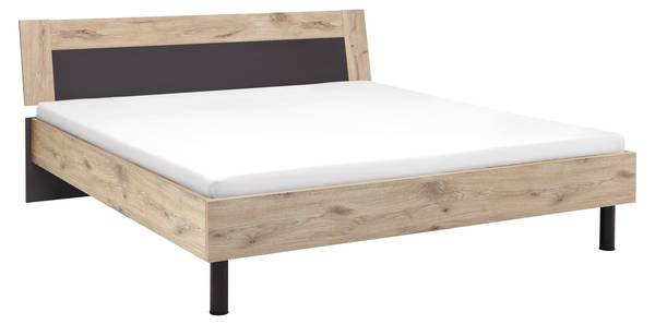 Bett BERGAMO Braun - Grau - Holzwerkstoff - 189 x 1 x 180 cm