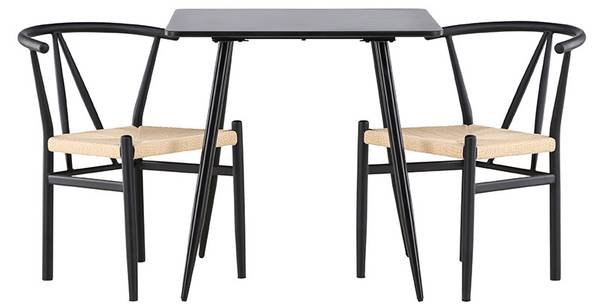 Essgruppe Polar 3-teilig Schwarz - Holzwerkstoff - 75 x 75 x 75 cm