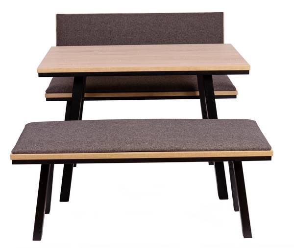 Essgruppe Die Elegante Ti III (3er Set) Schwarz - Eiche Dekor - Steingrau