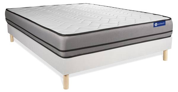 Bettgestell und Matratze Actiflex night Weiß - Massivholz - 150 x 49 x 195 cm