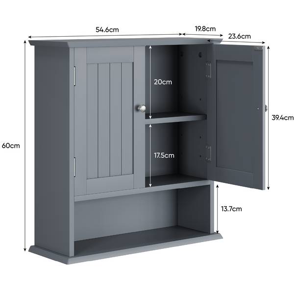 Wandschrank BB4220 Grau - Holzwerkstoff - 20 x 60 x 55 cm