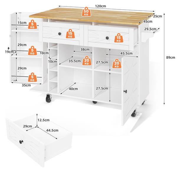 Keukenwagen WoodyLucy Ⅲ wit