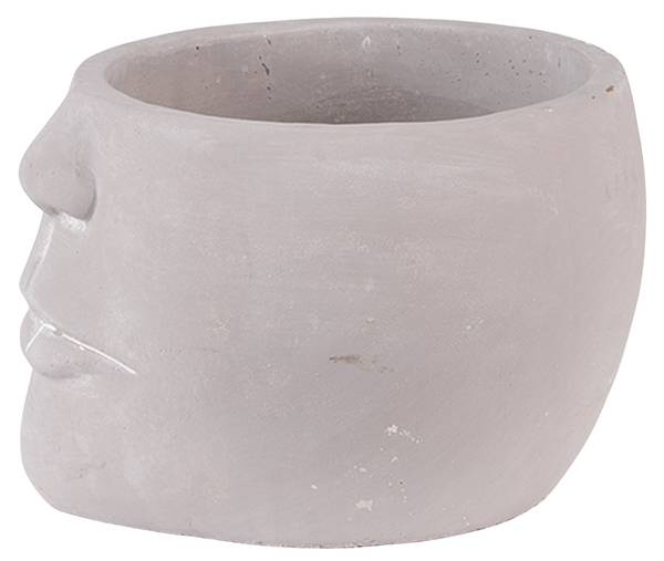 Blumentopf Gesicht Silviasi Grau - Stein - 15 x 10 x 17 cm