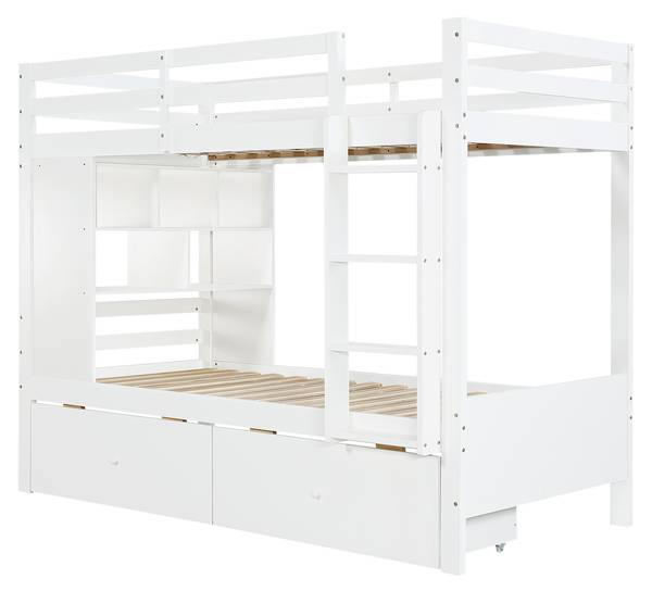Etagenbett BAMUD82 Ⅰ Weiß - Holzwerkstoff - 104 x 160 x 205 cm