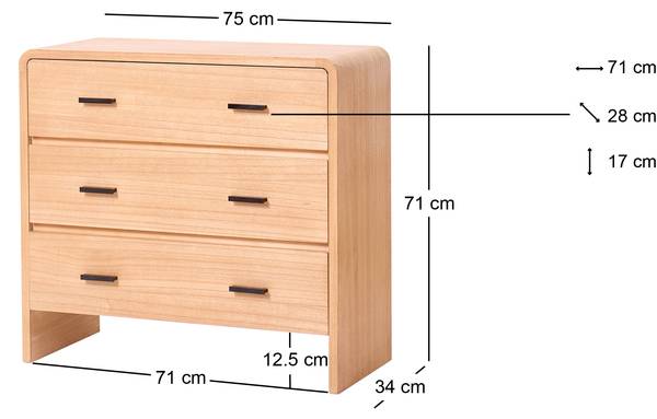 Kommode GETINGE Braun - Massivholz - 75 x 71 x 34 cm