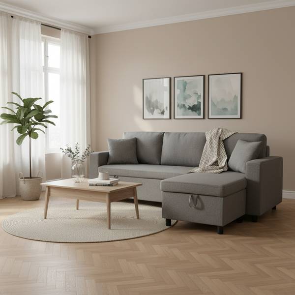 3-Sitzer-Sofa Mixed Grau - Textil - 143 x 83 x 220 cm