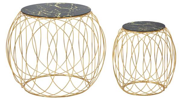 Beistelltisch Ball 2er Set Gold - Metall - 56 x 56 x 68 cm