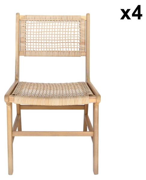 Stuhl Ocara 4er Set Beige - Holz teilmassiv - 59 x 85 x 48 cm