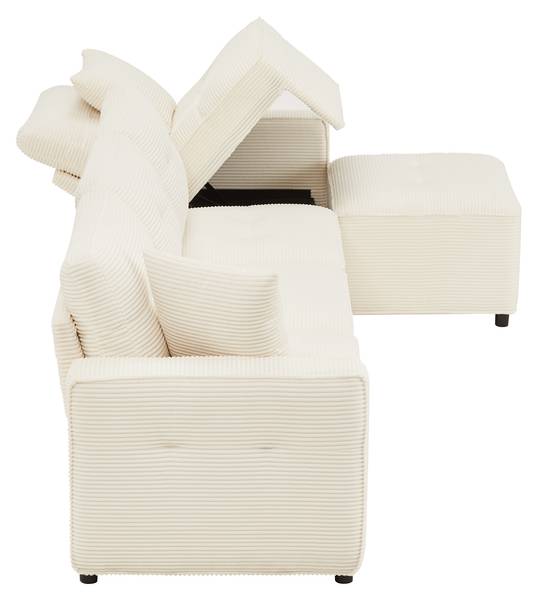 Ecksofa CHANGE Ⅳ Beige - Cord - 146 x 85 x 280 cm
