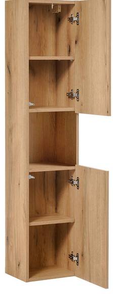 Bad-Hochschrank Skelbolu Braun - Holzwerkstoff - 30 x 140 x 25 cm