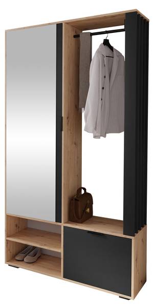 Garderobenschrank Milo Schwarz - Eiche