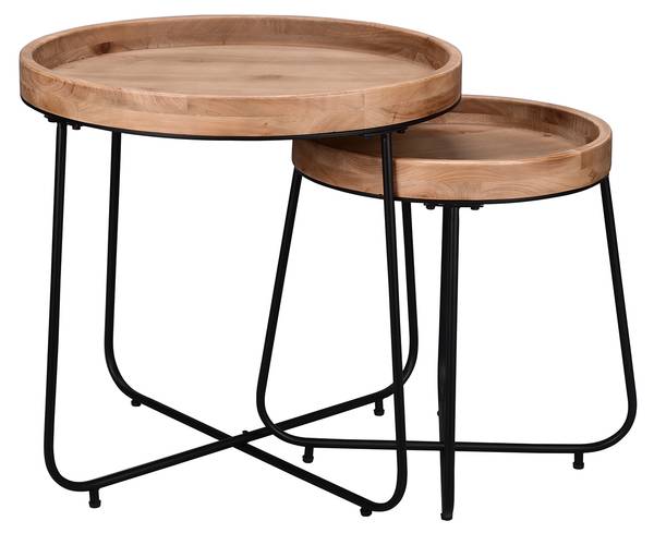 Couchtisch Dair 2er Set Schwarz - Braun - Holzwerkstoff - Metall - 66 x 58 x 52 cm