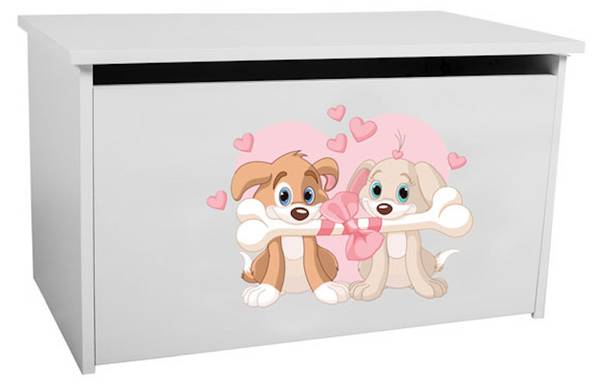 Spielzeugtruhe DARIA Hunde Gold - Holzwerkstoff - 73 x 42 x 40 cm