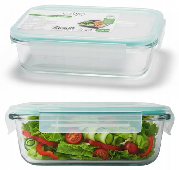 4er-Set Glas-Frischhaltedosen  Lunchbox Weiß - Glas - 23 x 8 x 18 cm