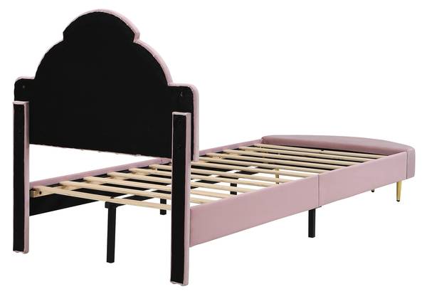 Kinderbett VELVMetal Ⅰ Pink - Samt - 100 x 110 x 241 cm