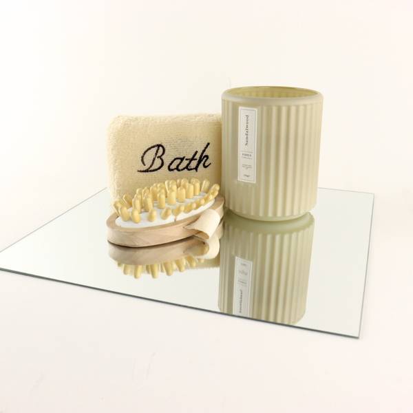 MISOU Plakspiegel Flora Set van 2 Silber - Glas - 40 x 1 x 40 cm