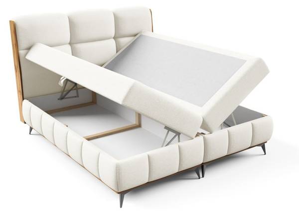 Boxspringbett CHARLIE Ecru - Breite: 125 cm