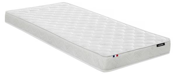 Set Bett + Matratze LOUANE Weiß - Holz teilmassiv - 193 x 75 x 95 cm