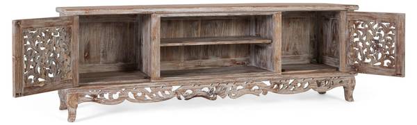 TV-Schrank 2321 Weiß - Massivholz - 42 x 64 x 190 cm