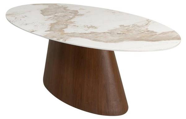 Esstisch Ellipse Beige - Keramik - 220 x 76 x 110 cm