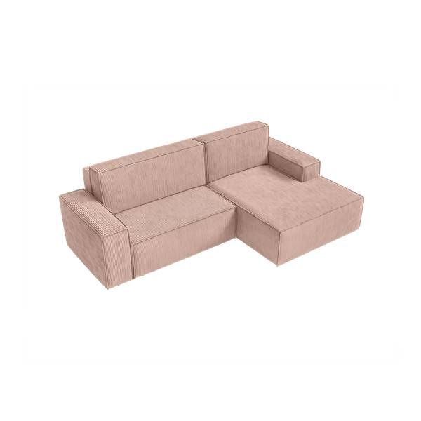 Ecksofa Kokko Hellrosa - Ecke davorstehend rechts - Ottomane davorstehend rechts