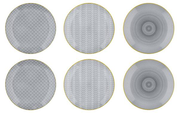 Ensemble d'assiettes PATTERN Ø26cm Gris - Céramique - 26 x 3 x 26 cm