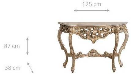 Console Haltafel BAROK II zilver - massief hout - 38 x 87 x 125 cm